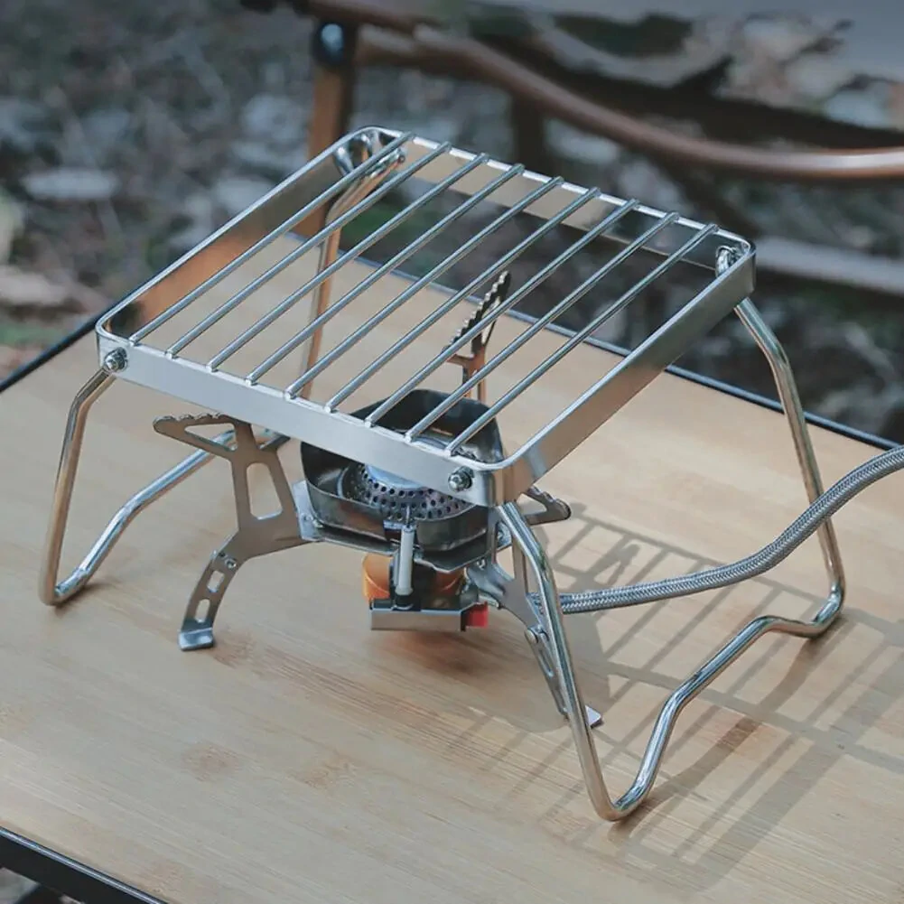 (image for) Outdoor Portable Foldable Stove Stand Rack Camping Pot Bracket Holder Gas Stoves Burner Bracket Travel BBQ Barbecue Accessories